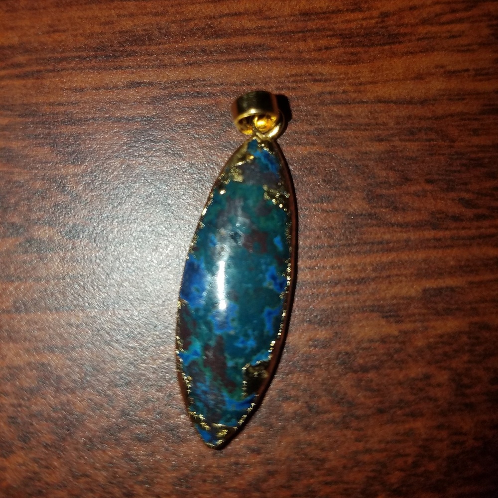 Chrysocolla pendant gold plated genuine